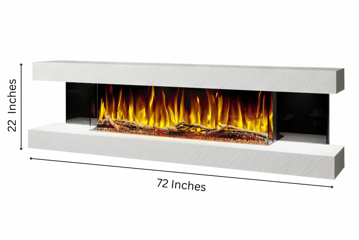 Vegas 72-Inch Wall Mounted Electric Fireplace (Pearl Venation Stone Finish) | Evolution Fires