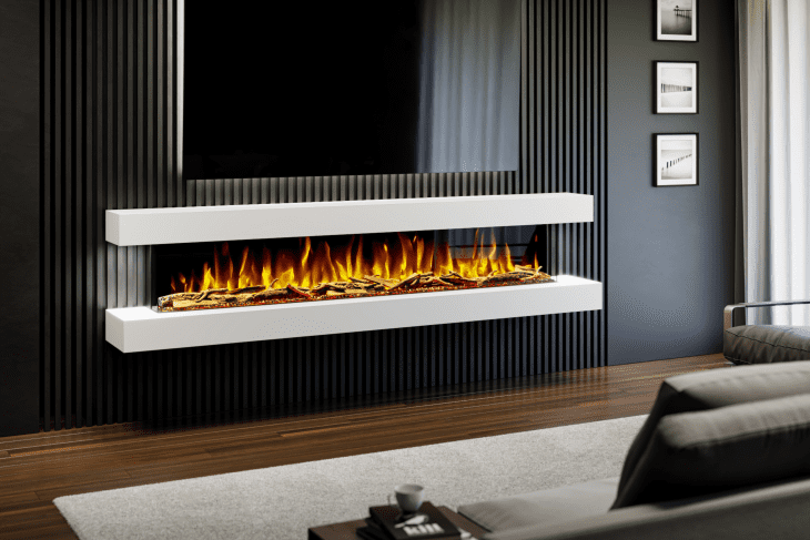 Evolution Fires Studio 8 - 95 inch Wall Mounted Electric Fireplace - White Finish - Image 6
