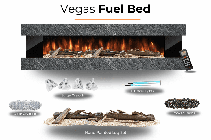 Evolution Fires Vegas Black Stone Effect- Wall Mounted Electric Fireplace - Image 14