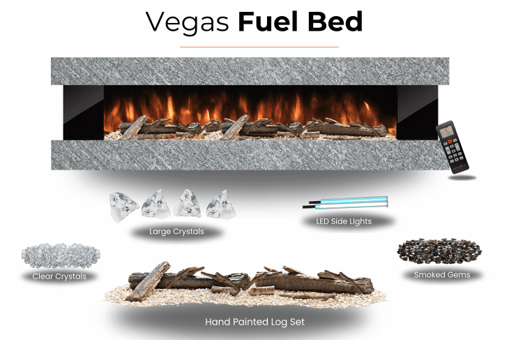 Evolution Fires Vegas Grey Stone Effect- Wall Mounted Electric Fireplace - Image 14