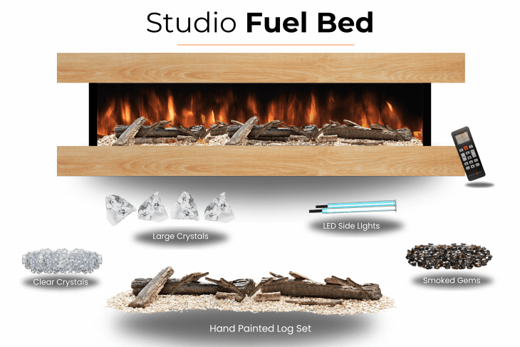 Evolution Fires Studio 4 – 54 Inch Wall Mounted Electric Fireplace Walnut Finish - Image 14