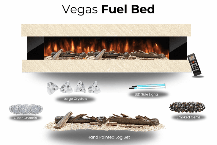 Evolution Fires Vegas Pearl Stone Effect- Wall Mounted Electric Fireplace - Image 14