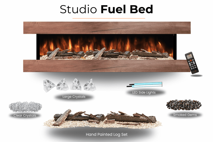 Evolution Fires Studio 6 – 72 Inch Wall Mounted Electric Fireplace Walnut Finish - Image 14