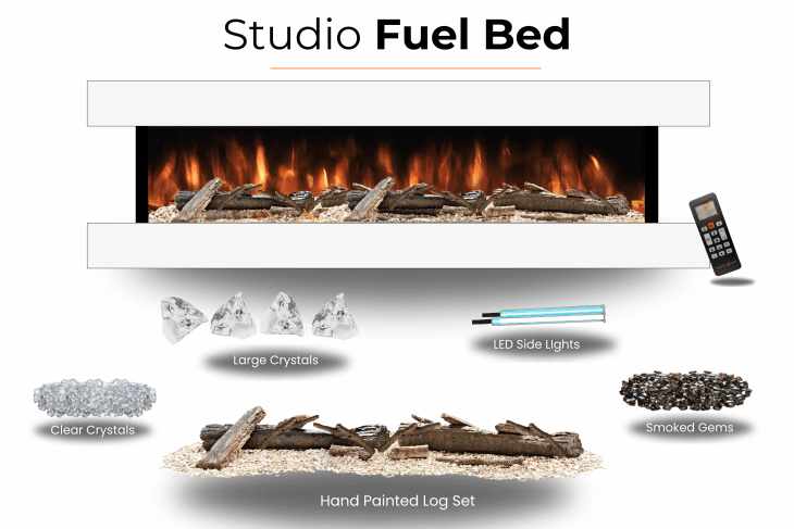 Evolution Fires Studio 5 – 62 Inch Wall Mounted Electric Fireplace White Finish - Image 14