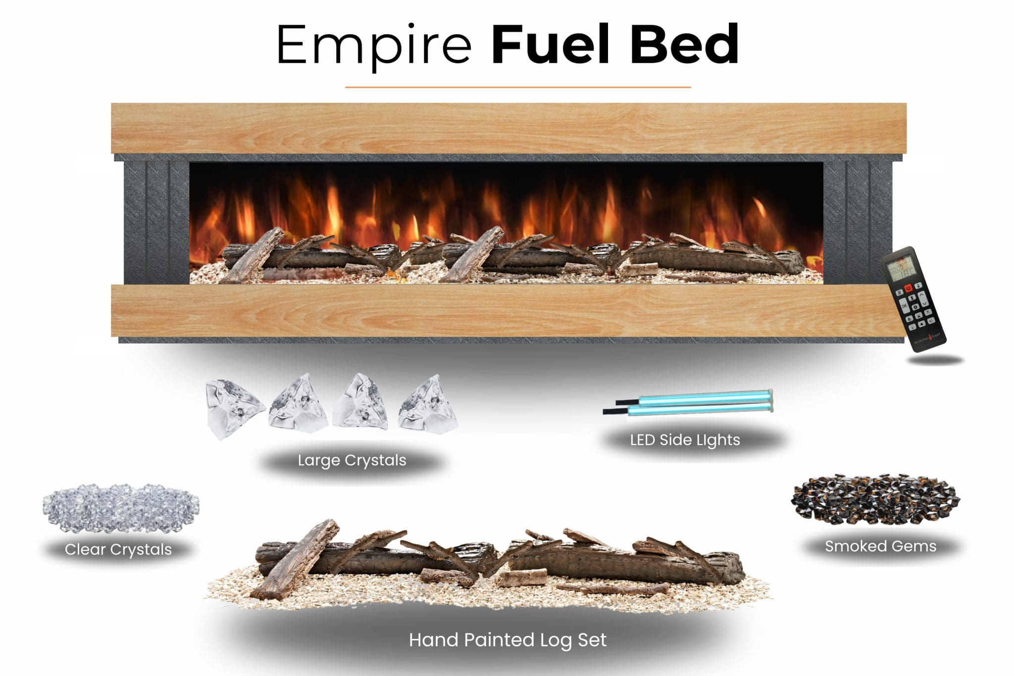 Evolution Fires Empire – 72 Inch Wall Mounted Electric Fireplace Oak & Black Finish - Image 11