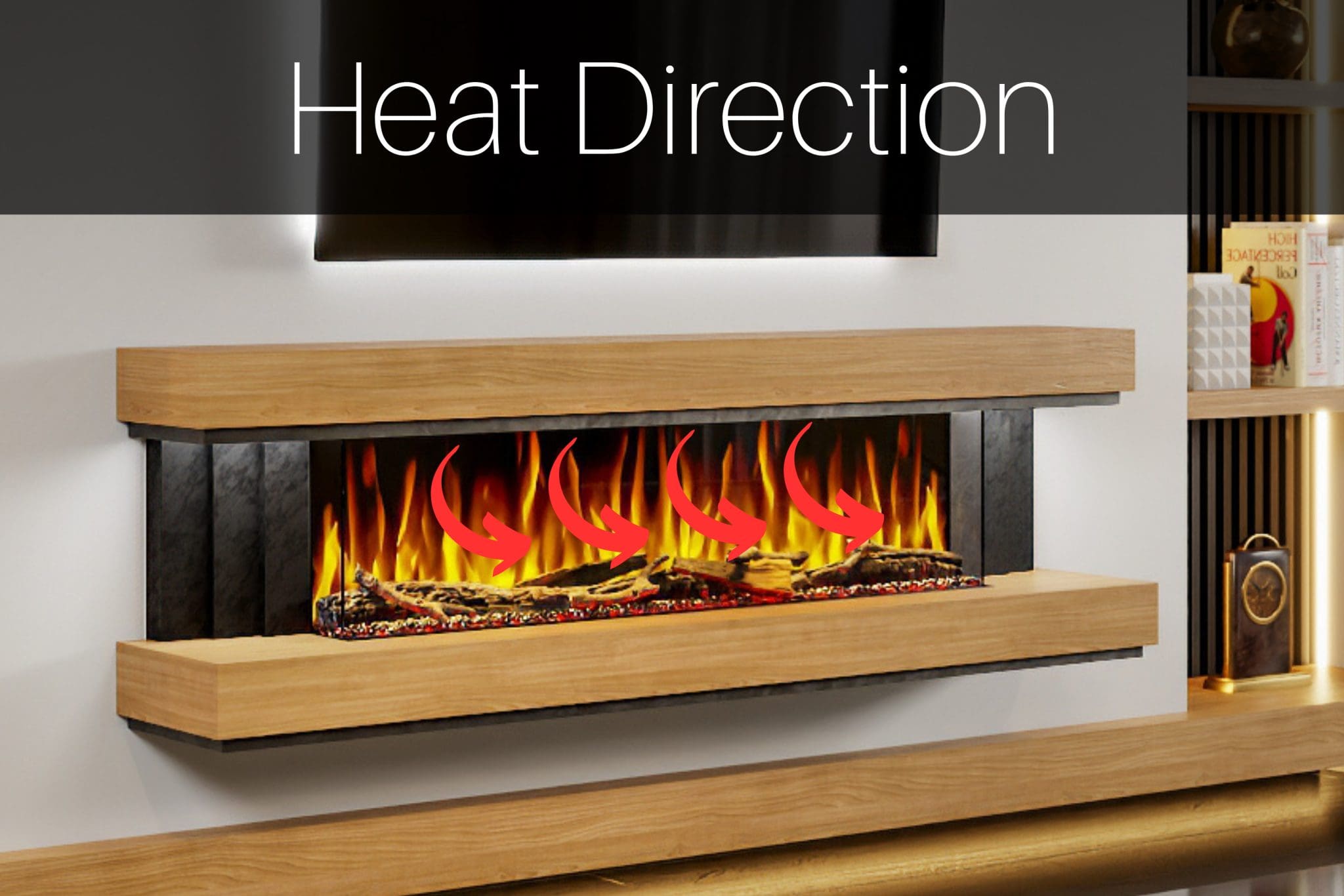 Evolution Fires Empire – 72 Inch Wall Mounted Electric Fireplace Oak & Black Finish - Image 10