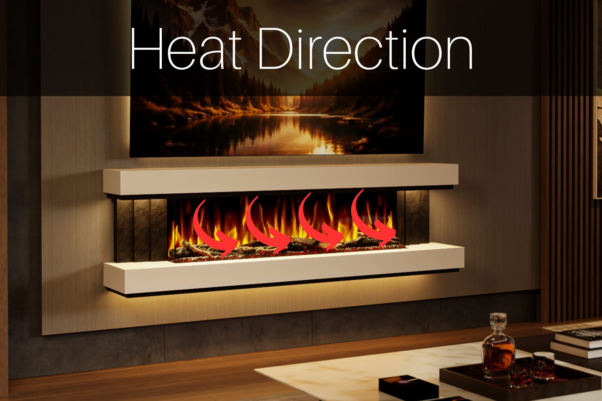 Evolution Fires Empire – 72 Inch Wall Mounted Electric Fireplace White & Black Finish - Image 11